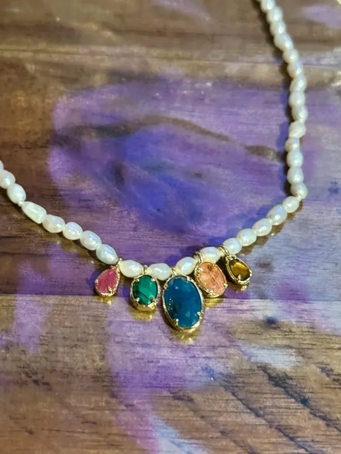 Collier habaha Paris réglable perles d’eaux douces pierre véritables - photo numéro 2