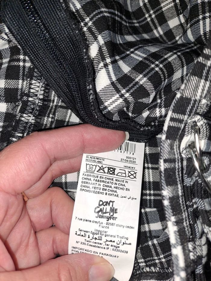 Pantalon femme slim à carreaux Jennyfer 38 noir et blanc comme neuf - photo numéro 5