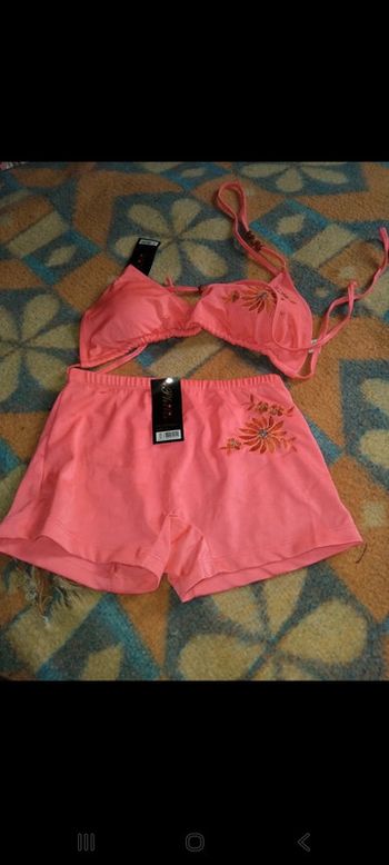 Maillot de bain 2 pièces rose flash