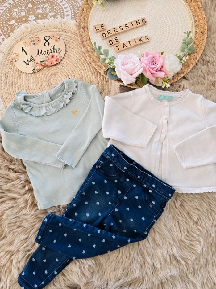 Ensemble 24mois 2ans bébé fille gilet tee-shirt pantalon