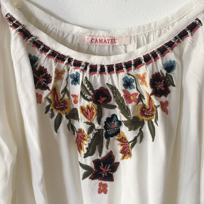 Blouse écrue broderie 🌼 Camaïeu 🌼 38 - photo numéro 2