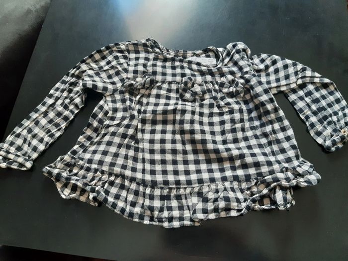Tunique vichy noir blanc Zara 18 24 mois