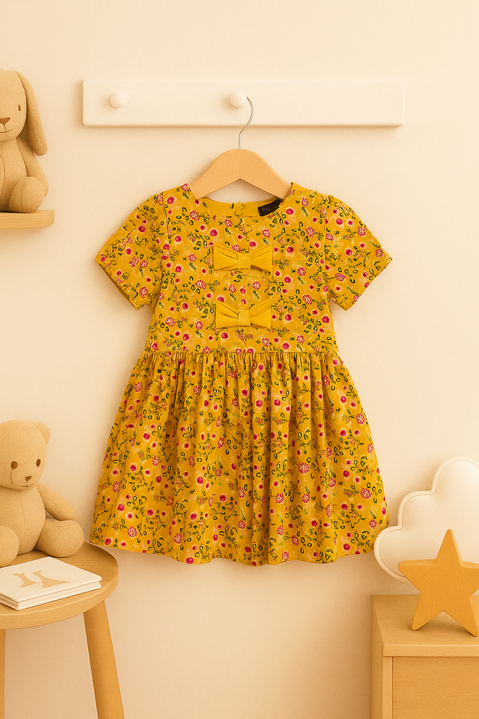 Robe manche courte moutarde fleurie 3 ans - Sergent Major