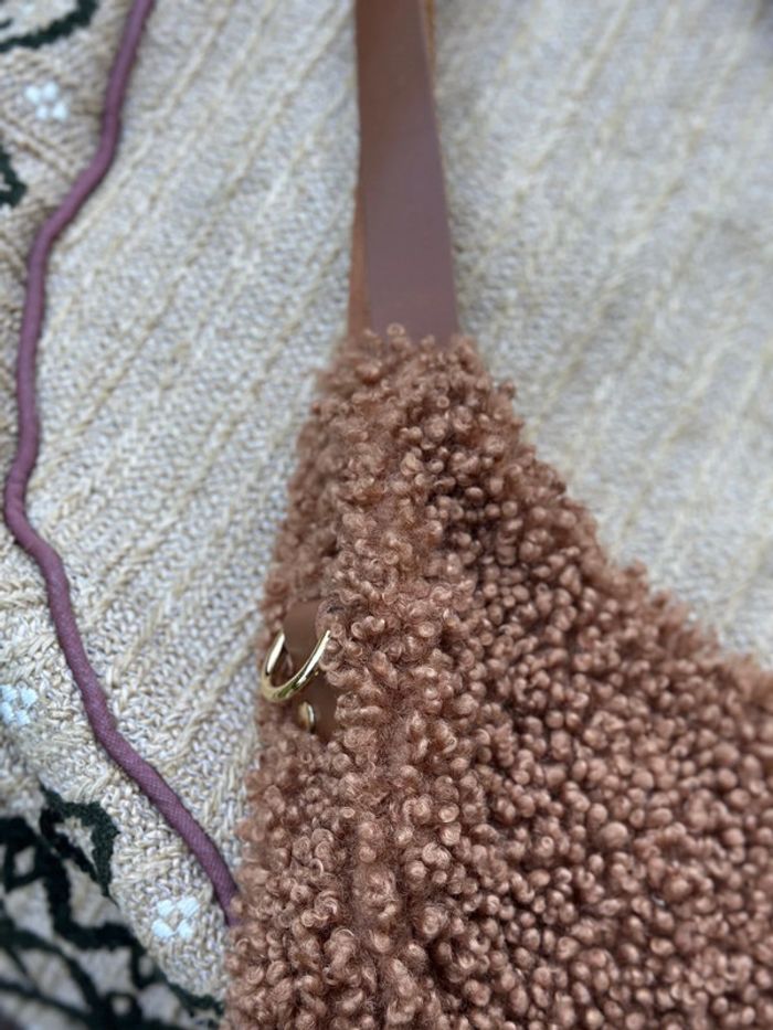 Sac fourre-tout bouclette avec anses en cuir Borse In Pelle - photo numéro 6