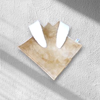 doudou plat oreilles de lapin double gaze de coton doublé éponge de bambou, modèle beige