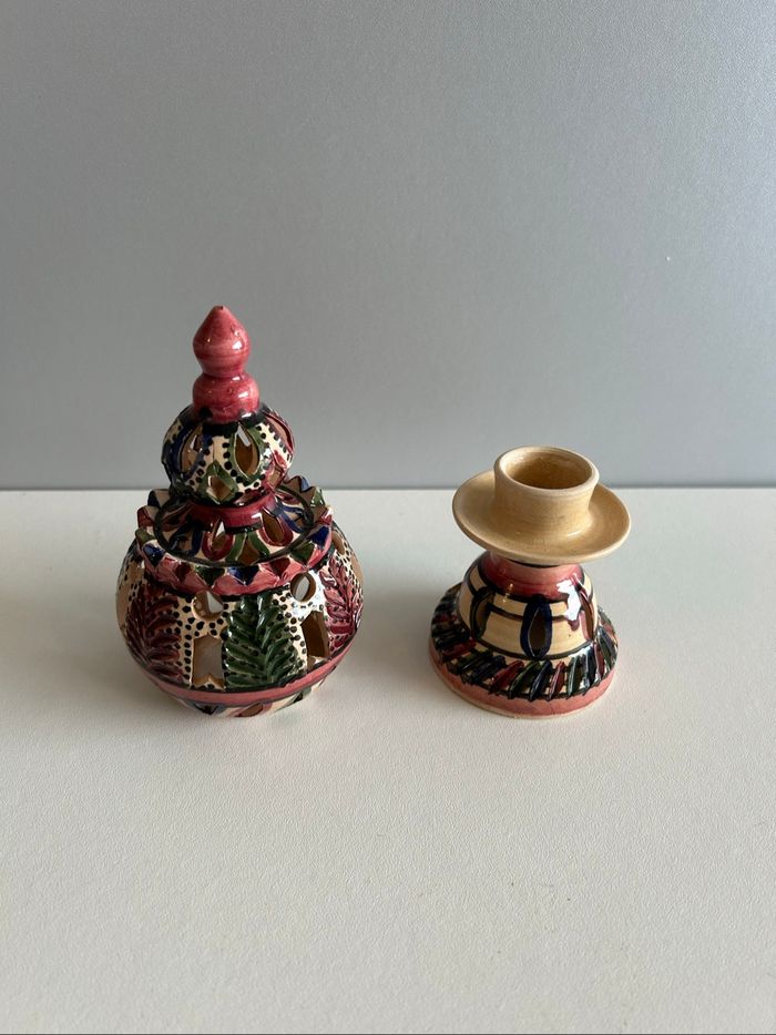 Brûleur à cône / photophore artisanal en céramique – 19 cm - photo numéro 2