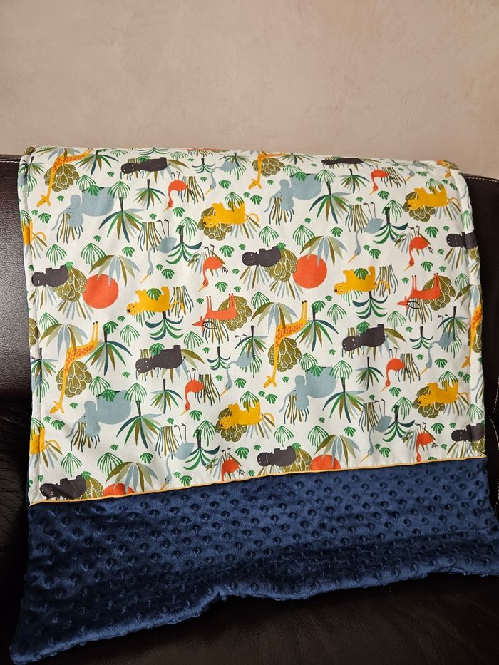 Couverture bébé savane bleu