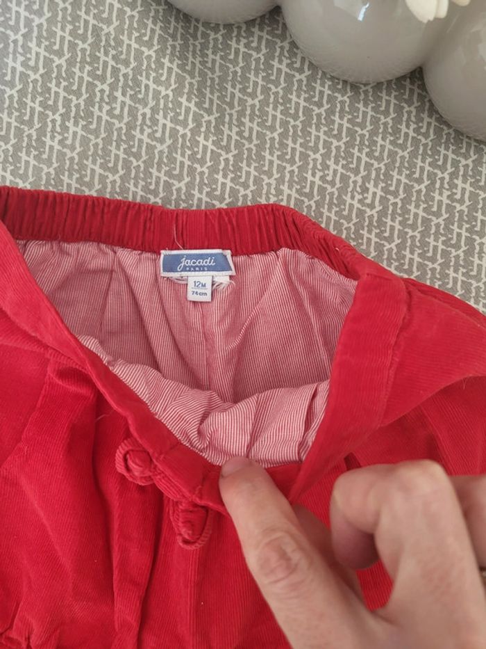 Short bloomer velours côtelé rouge 12 mois jacadi - photo numéro 3