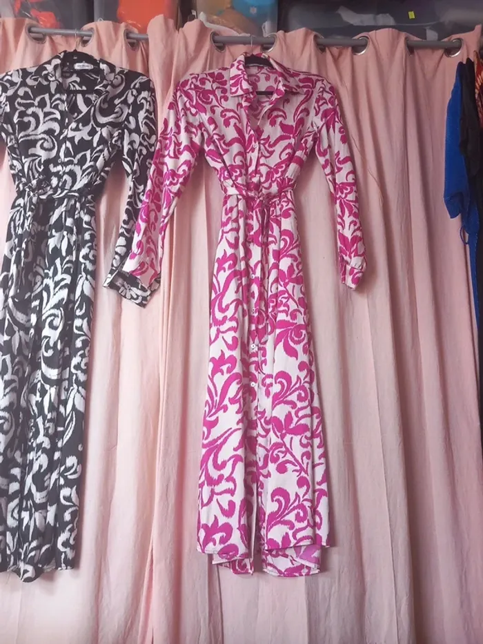 Lot de robes chemise longues satinées en très bon état taille S - photo numéro 2