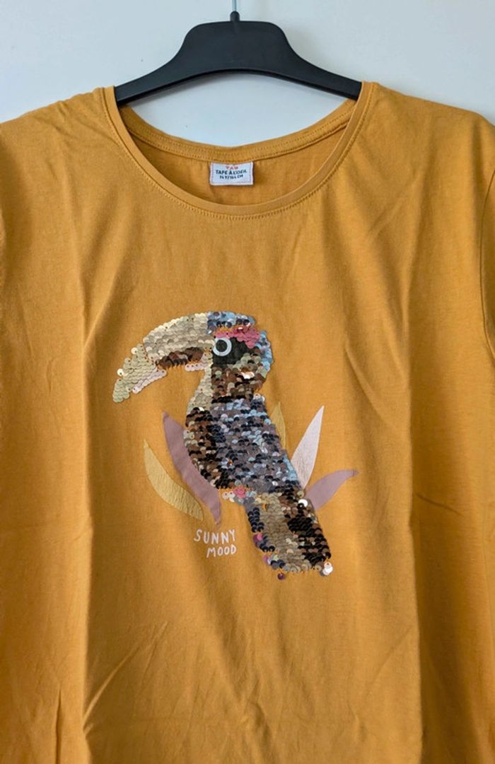 T-shirt manches courtes moutarde sequins réversibles fille été - Tape à l'oeil - 14 ans - photo numéro 2