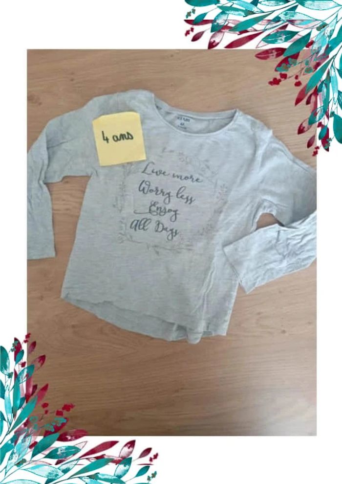 T-shirt à manches longues fille 4 ans