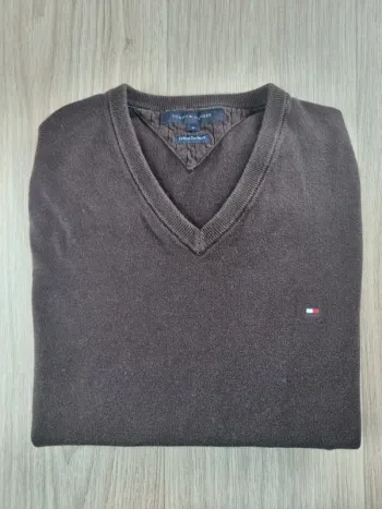 Pull a col V marron Cashmere Tommy Hilfiger Homme Taille S