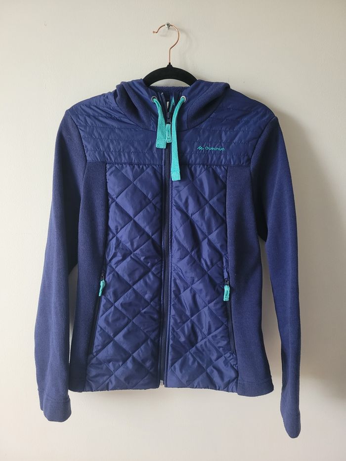 Gilet polaire Quechua bleu marine M – à capuche, matelassé chaud et léger