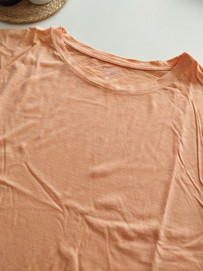 Tee shirt basic orange pâle Camaïeu - photo numéro 3