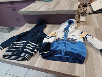 2 gilets zippés à capuche pour garçons Taille 12 mois
