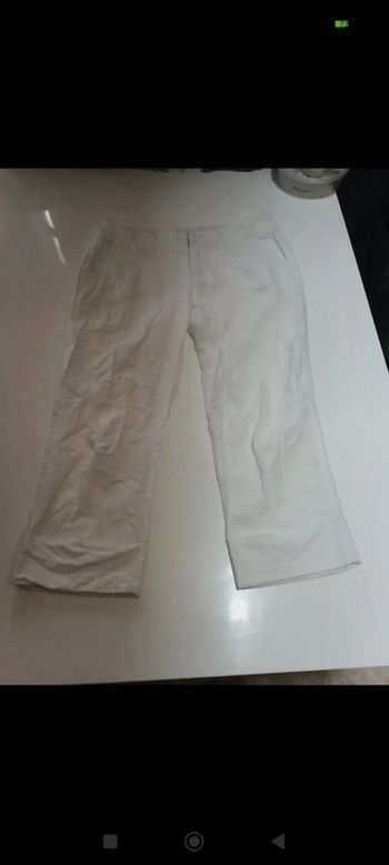 Pantacourt femme Esprit taille 40 coupe droite en lin et coton