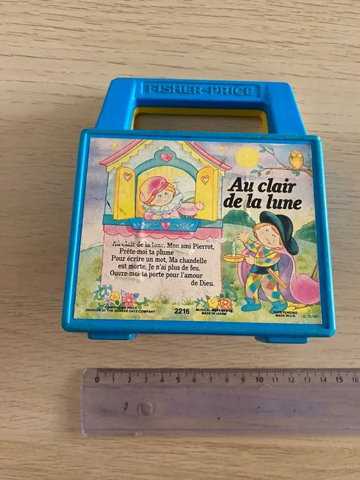 Boîte à musique Fisher price 1990 au clair de la lune bleu jaune music box jouet musical - photo numéro 13