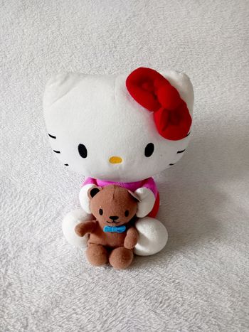 Peluche Chat Hello Kitty Avec son Doudou Ours 