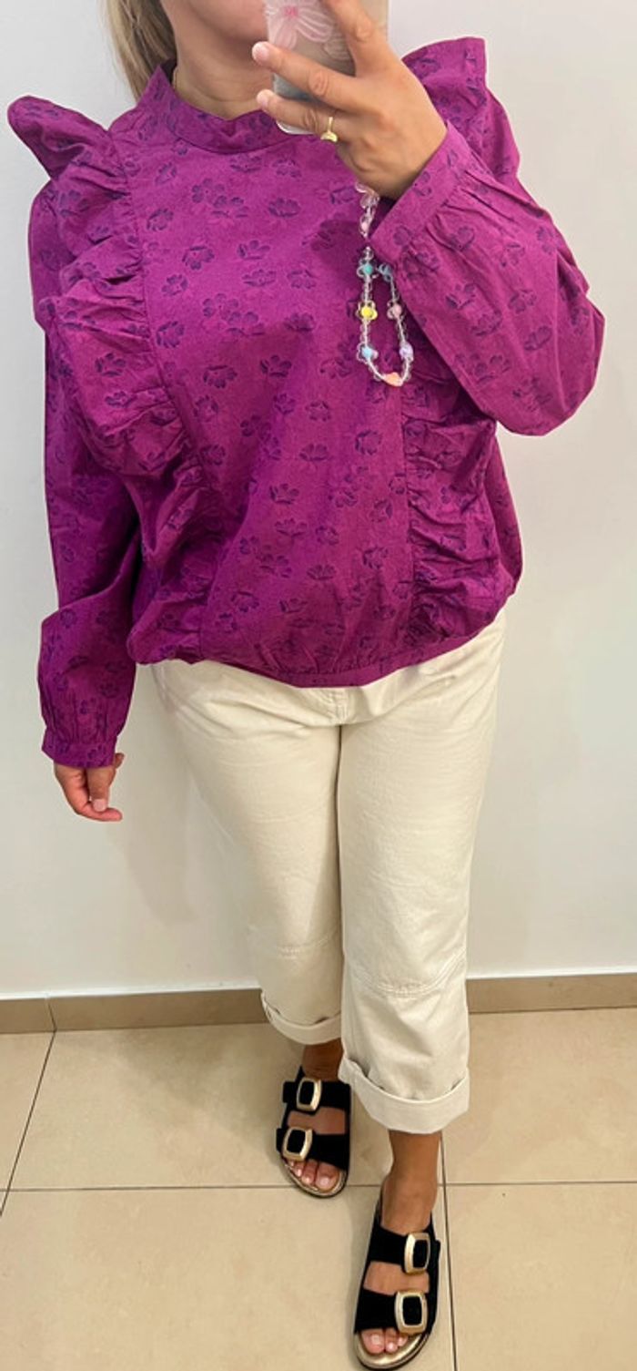 Blouse à fleurs Des Petits Hauts Avec Volants Taille 42 - photo numéro 4
