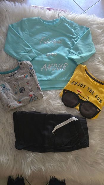 💙😍Lot Tee-shirts mc , sweat, short 18 mois garçon 💙😍