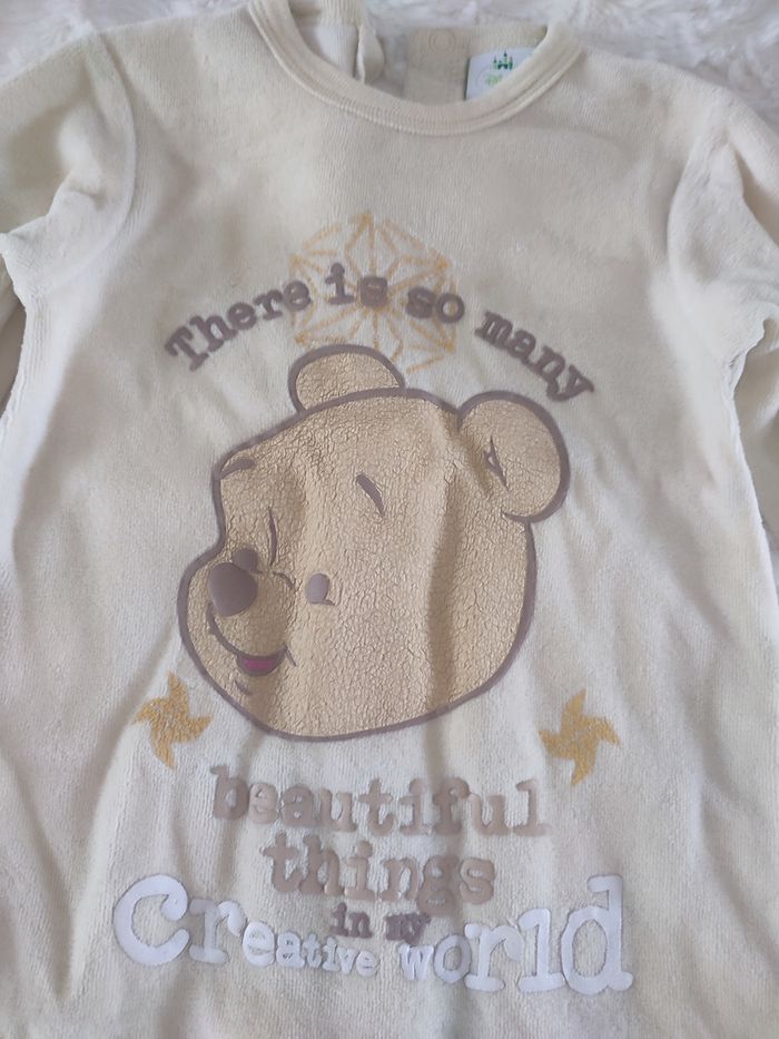 Pyjama en velours jaune Winnie Disney taille 3-6 mois - photo numéro 2