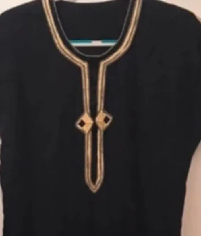 Robe été longue orientale manches courtes Noire dorée taille XL - photo numéro 3