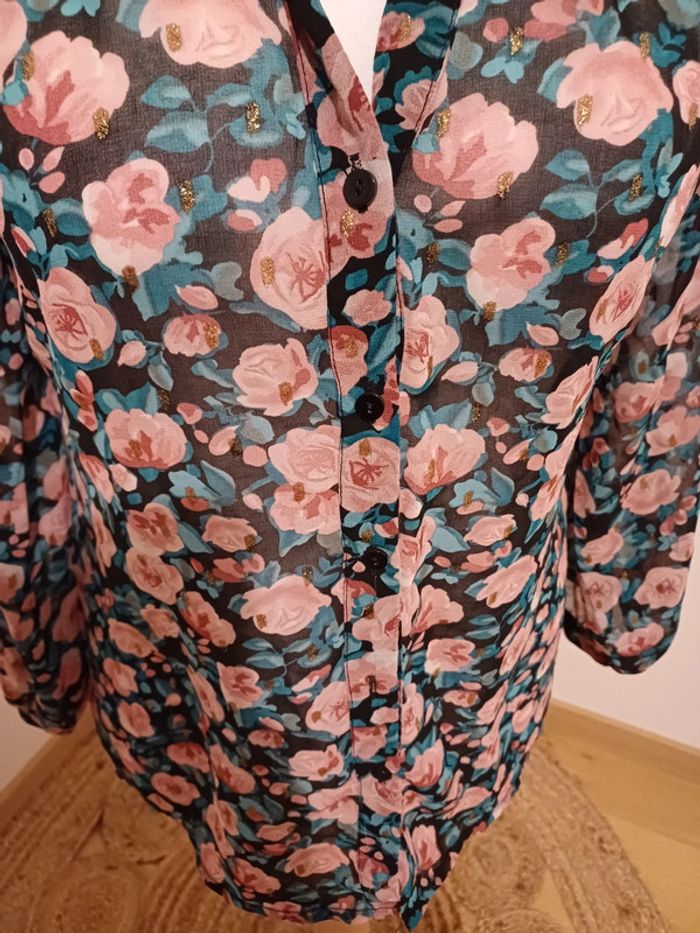 Chemise transparente fleurie Goa taille M 38 - photo numéro 4