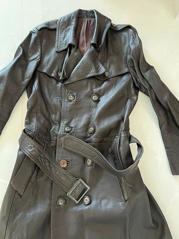Manteau vintage trench cuir veritable