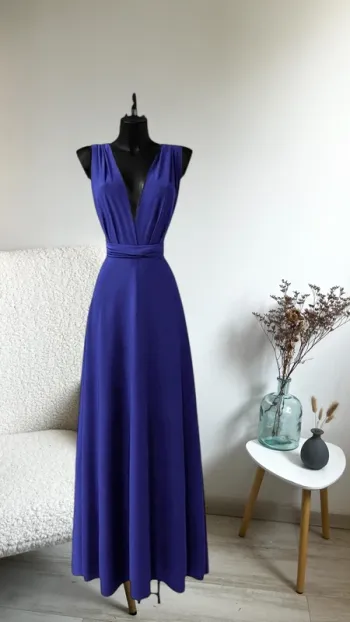 Sublime robe plusieurs positions bleu roi