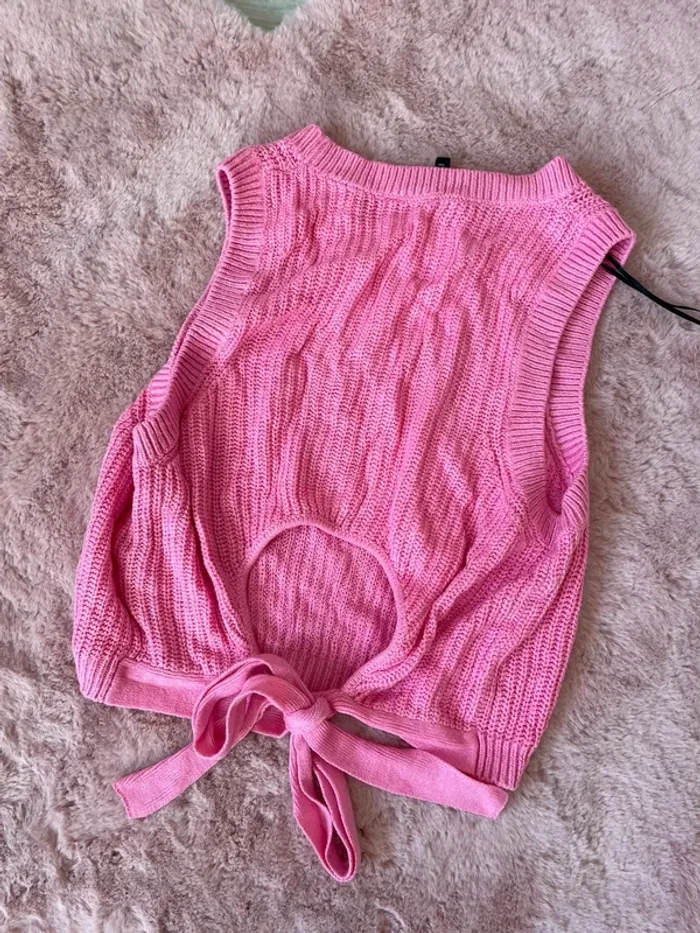 Haut court en laine rose - photo numéro 4