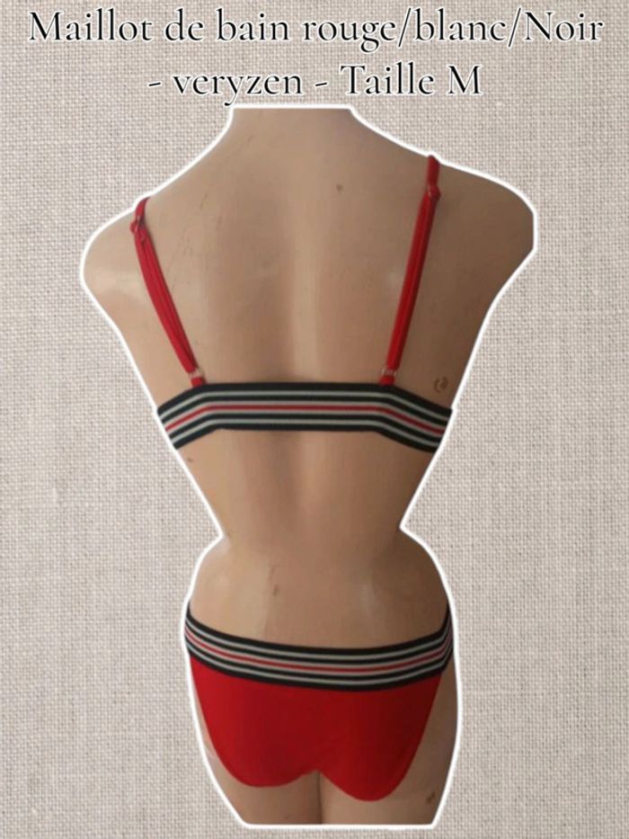 Maillot de bain rouge/blanc/Noir - veryzen - Taille M - photo numéro 4