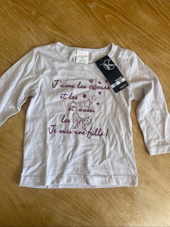 tee shirt mauve fille 24 mois 2 ans