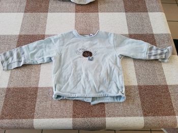 Tee shirt 18 mois manches longues bleu escargot