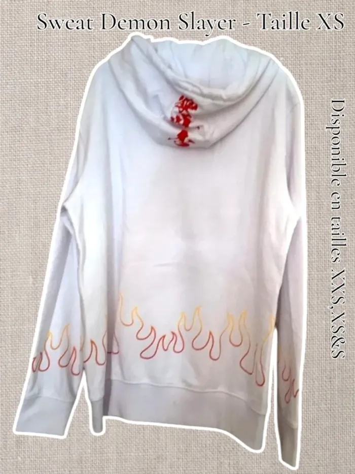 Sweat à capuche blanc - Démon slayer - Taille XS - photo numéro 2