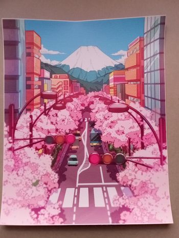 AFFICHE POSTER TOILE INFÉRIEURE A4 JAPON MONT FUJI FLEURS DE CERISIER SAKURA