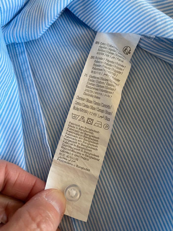 Chemise Kiabi blanche et bleue à rayures taille 40 - photo numéro 14