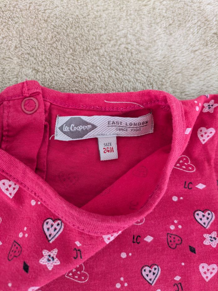 T-shirt Fille Lee Cooper Rose Fushia à Cœurs - photo numéro 2