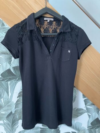 Polo noir ajouré dentelles-Kaporal
