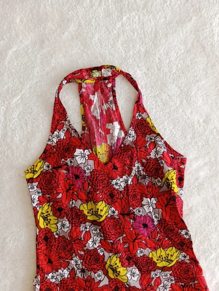 Robe d'été Kaliyog rouge fleurie L 10% coton - photo numéro 7