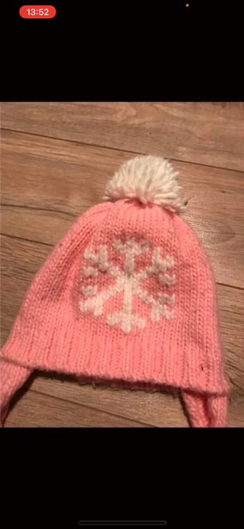 Bonnet hiver rose 12 mois