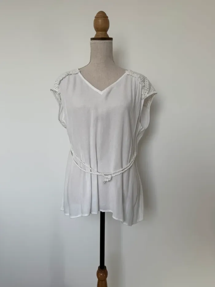 Haut t-shirt fluide blouse camicia blusa Camicetta camisa top crochet Ricamo Tanktop Camiseta