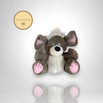 Peluche souris grise et blanche Vintage A636
