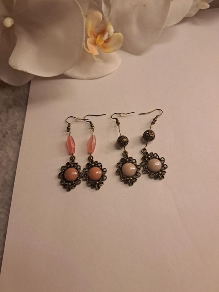 Lot de boucles d'oreilles pendante multicolore bronze