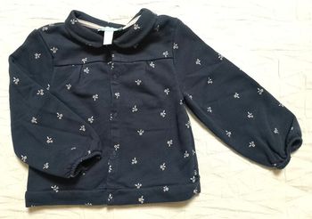 Obaïbi gilet veste bleu marine fleurs 23 mois