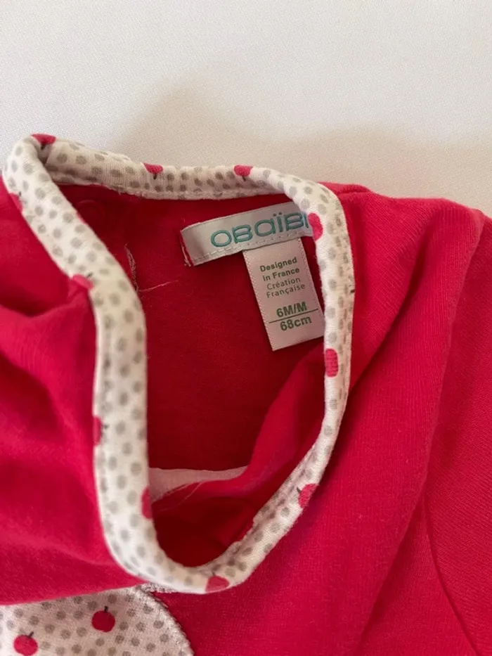 Pyjama bébé fille Obaïbi – Taille 6 mois – Motif cerise 🍒 - photo numéro 3