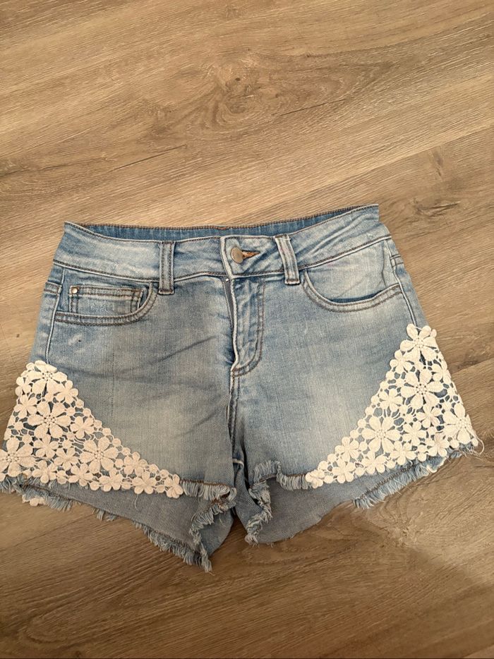 Short jean dentelle