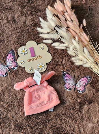 Ensemble bonnet et moufle nourrisson 1mois fille corail
