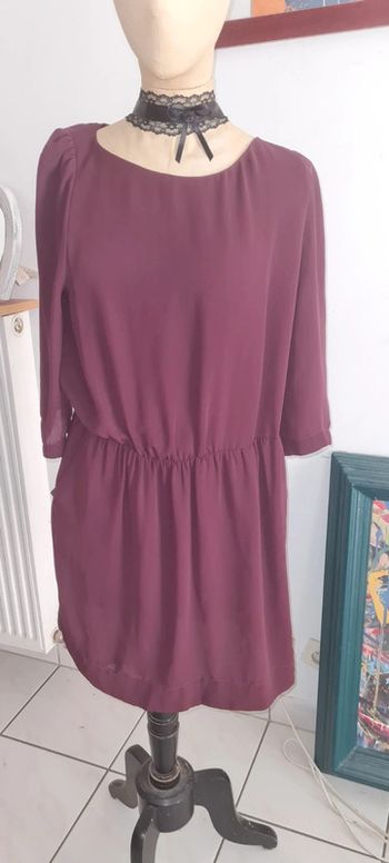 Robe claudie pierlot bordeaux noeud noir 40
