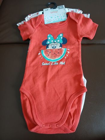 lot 2 bodies fille manches courtes Minnie disney 74 cm 12 mois