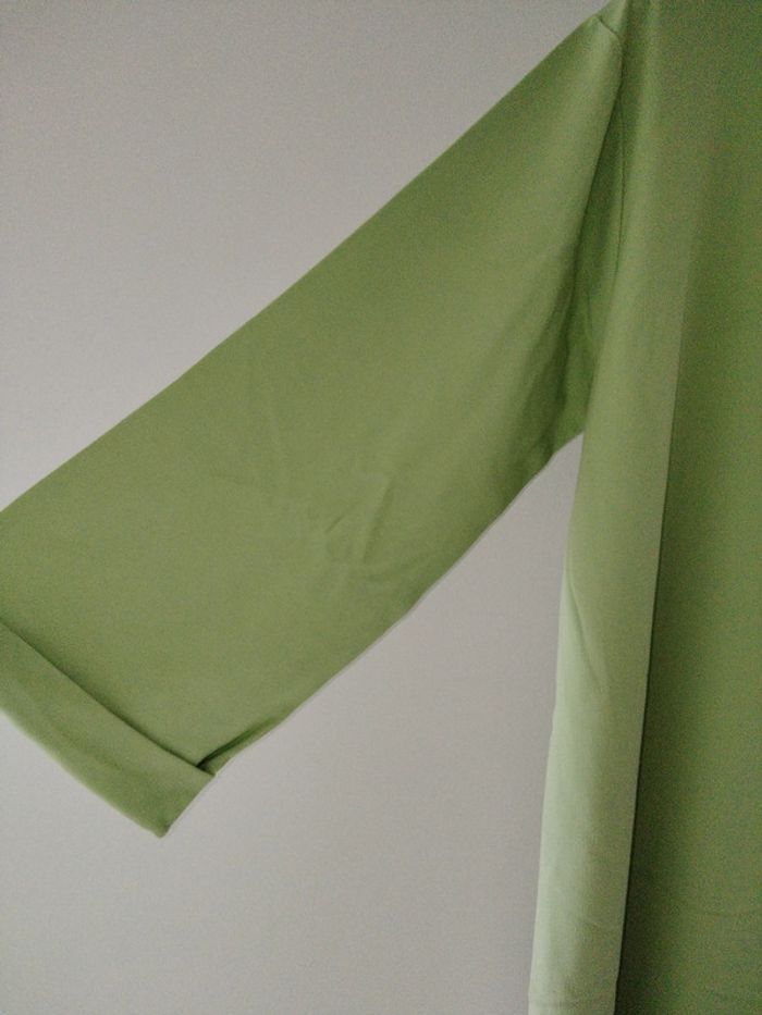 Robe abaya avec grand voile vert pomme - photo numéro 4